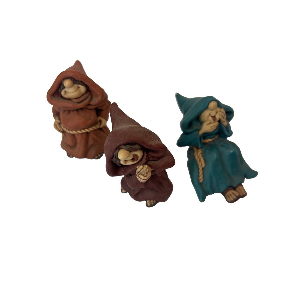 Friar Folk Figurines MonksMaureen Carlson Lot (3) Read One Chipped